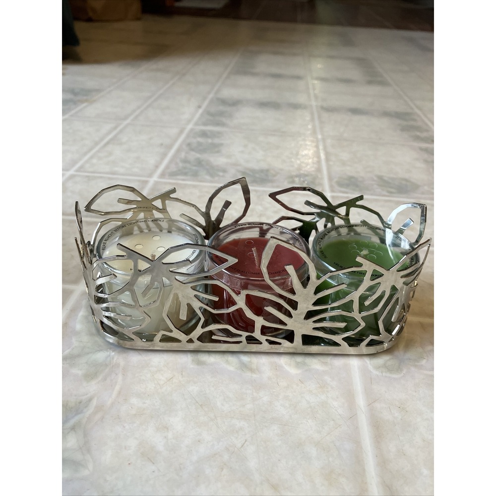 Lot Of 3 SLATKIN & CO.‎ BATH & BODY WORKS 1.6 OZ VOTIVES In CANDLE HOLDER